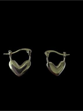 Gold tone Heart Hoop Earrings  with  pierced clasp. NWOT. Very cute never worn.